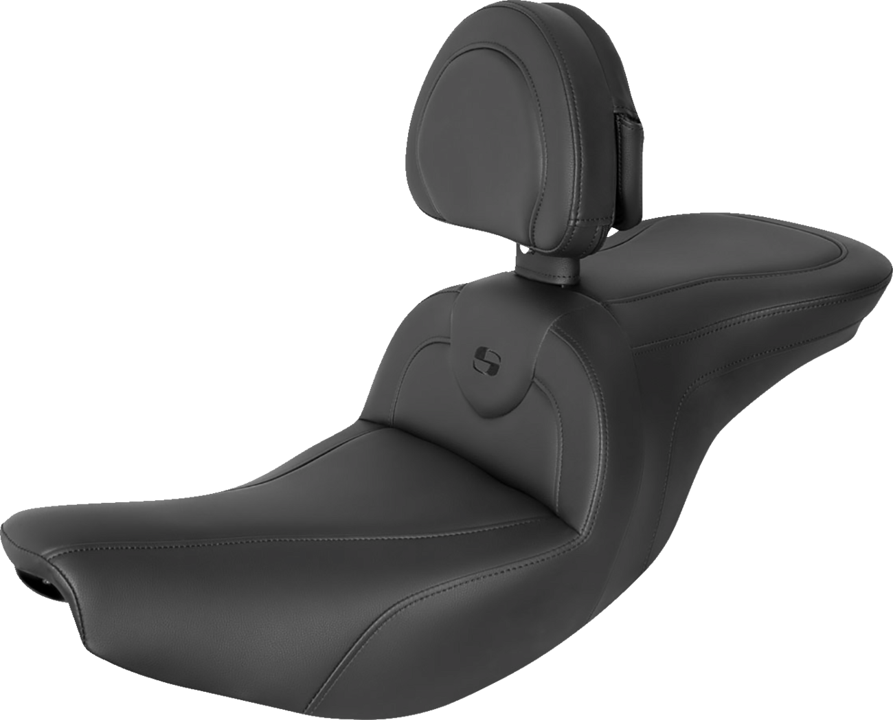 SADDLEMEN RoadSofa™ Seat - with Backrest - Black/Black Stitching - Indian '14-'24