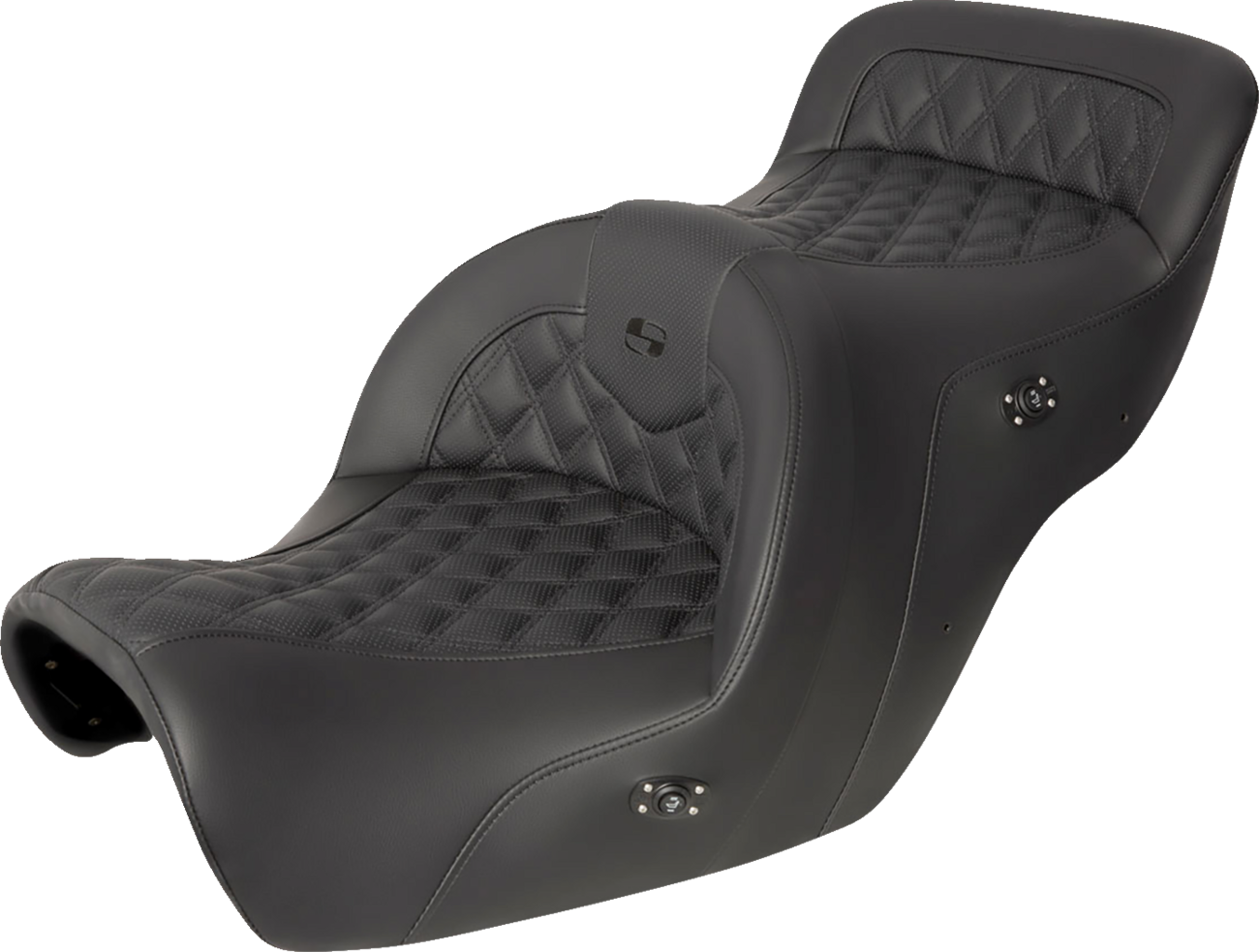 SADDLEMEN RoadSofa™ Seat - without Backrest - Full Lattice Stitch - Black - Heated - GL1500 '88-'00