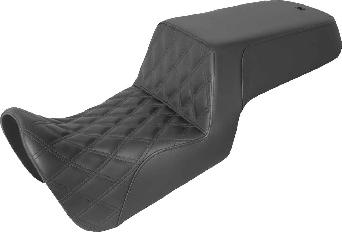 SADDLEMEN Step-Up Seat - Front Lattice Stitch/Rear Smooth - Black - Pan America '21-'24