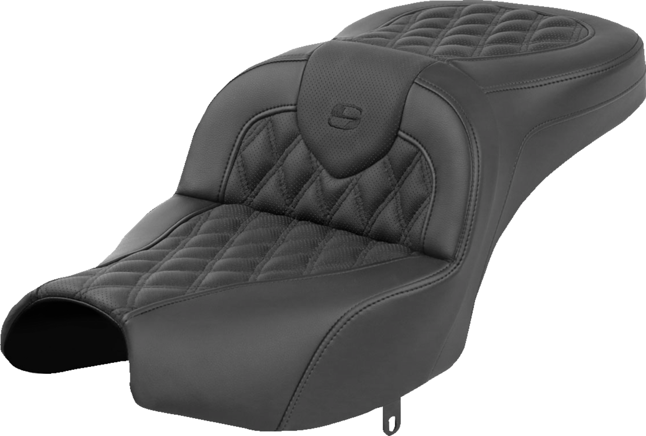 SADDLEMEN Roadsofa™ Seat - Without Backrest - Black - Lattice Stitch - Indian Pursuit '22-'24