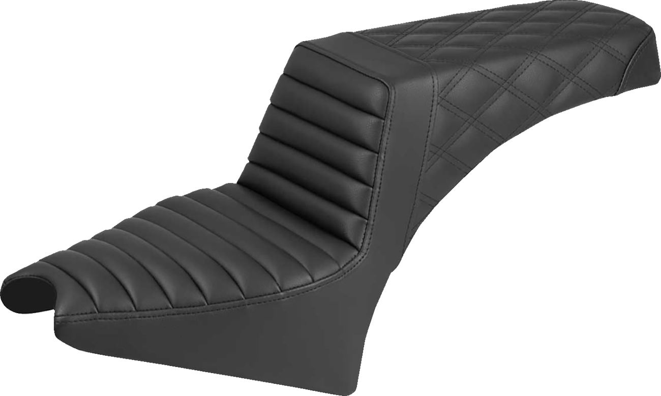 SADDLEMEN Step-Up Seat - Front Tuck-n-Roll/Rear Lattice Stitch - Black - Indian Scout '25-'26