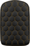 SADDLEMEN RoadSofa™ Sissy Bar Pad - Honeycomb - Gold Stitching