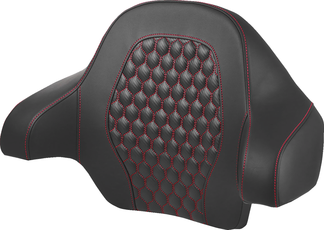 SADDLEMEN Tour Pack Backrest Pad - Honeycomb - Red Stitching - FL '14-'24
