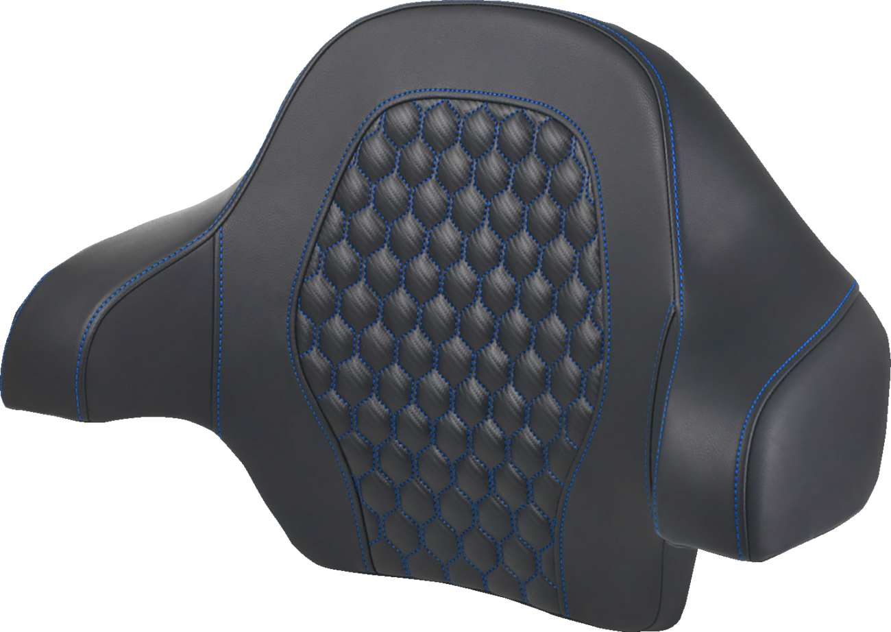 SADDLEMEN Tour Pack Backrest Pad - Honeycomb - Blue Stitching - FL '14-'24