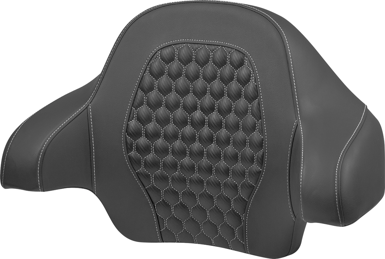 SADDLEMEN Tour Pack Backrest Pad - Honeycomb - Silver Stitching - FLH/FLT '14-'24