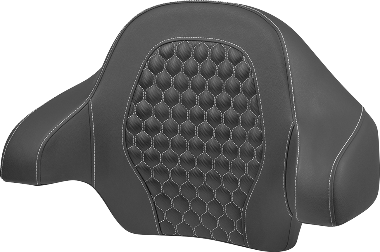 SADDLEMEN Tour Pack Backrest Pad - Honeycomb - White Stitching - FLH/FLT '14-'24
