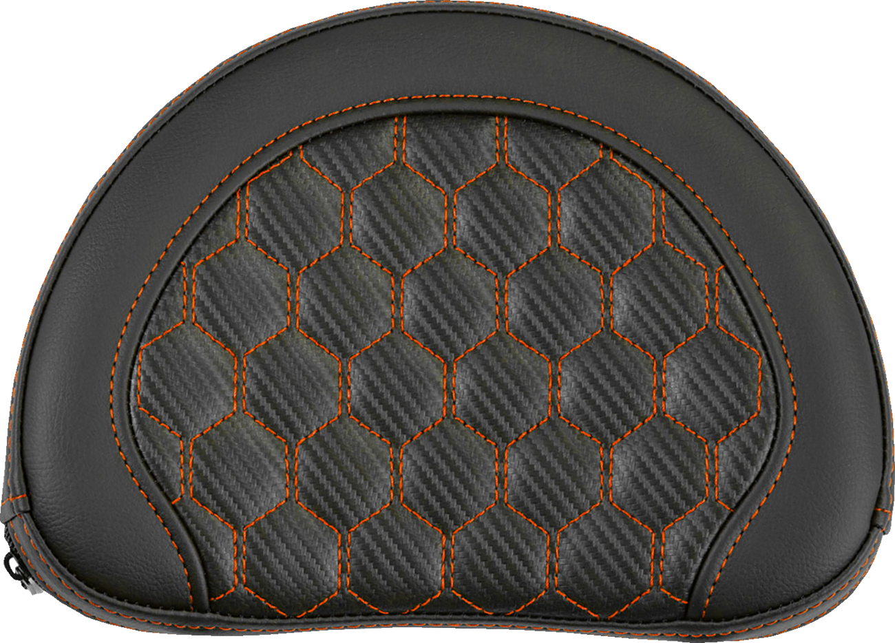 SADDLEMEN Contoured Sissy Bar Pad - Honeycomb - Orange Stitch - 2" Thick