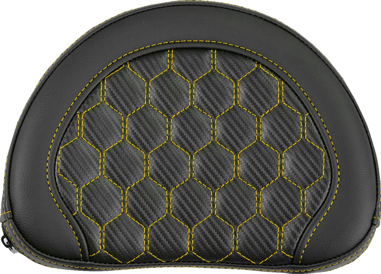 SADDLEMEN Contoured Sissy Bar Pad - Honeycomb - Gold Stitch - 2" Thick