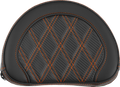 SADDLEMEN Contoured Sissy Bar Pad - Lattice Stitch - Orange Stitch - 2" Thick