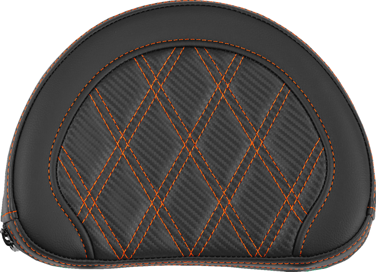 SADDLEMEN Contoured Sissy Bar Pad - Lattice Stitch - Orange Stitch - 2" Thick