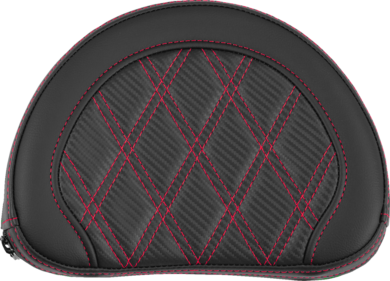 SADDLEMEN Contoured Sissy Bar Pad - Lattice Stitch - Red Stitch - 2" Thick
