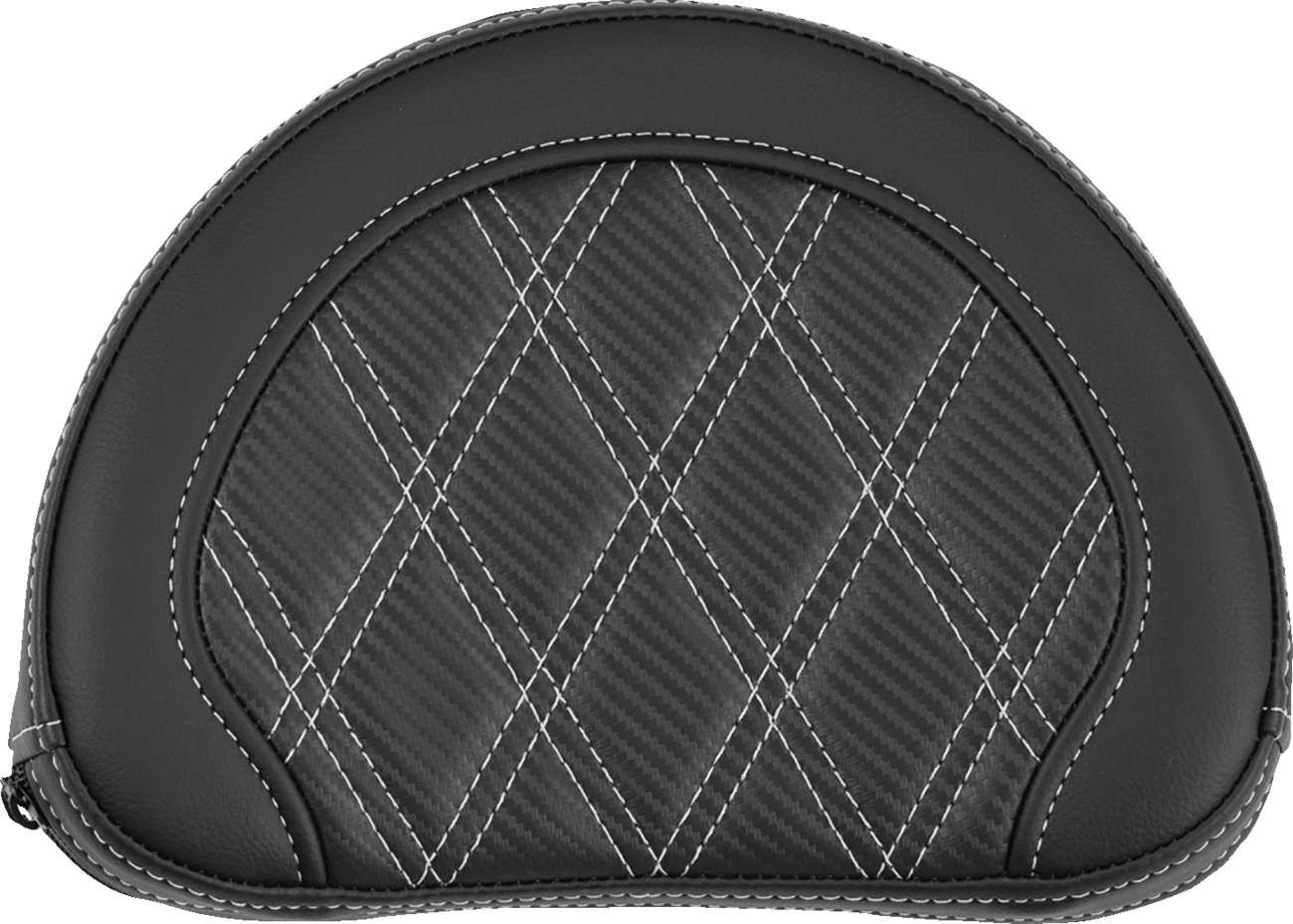 SADDLEMEN Contoured Sissy Bar Pad - Lattice Stitch - Silver Stitch - 2" Thick