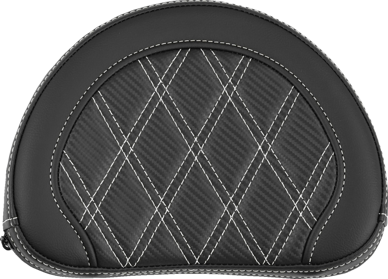 SADDLEMEN Contoured Sissy Bar Pad - Lattice Stitch - White Stitch - 2" Thick