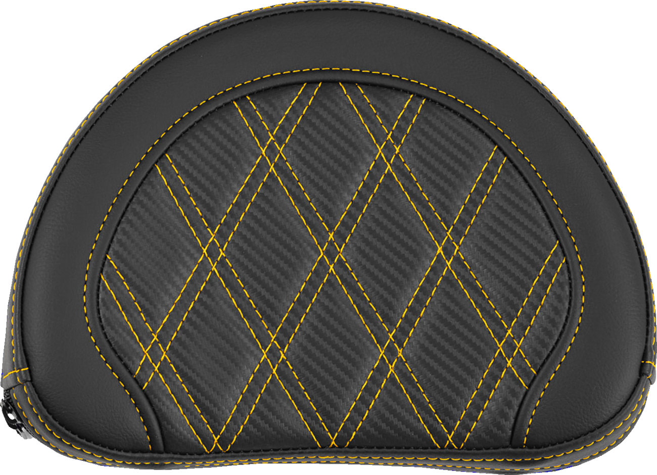 SADDLEMEN Contoured Sissy Bar Pad - Lattice Stitch - Gold Stitch - 2" Thick
