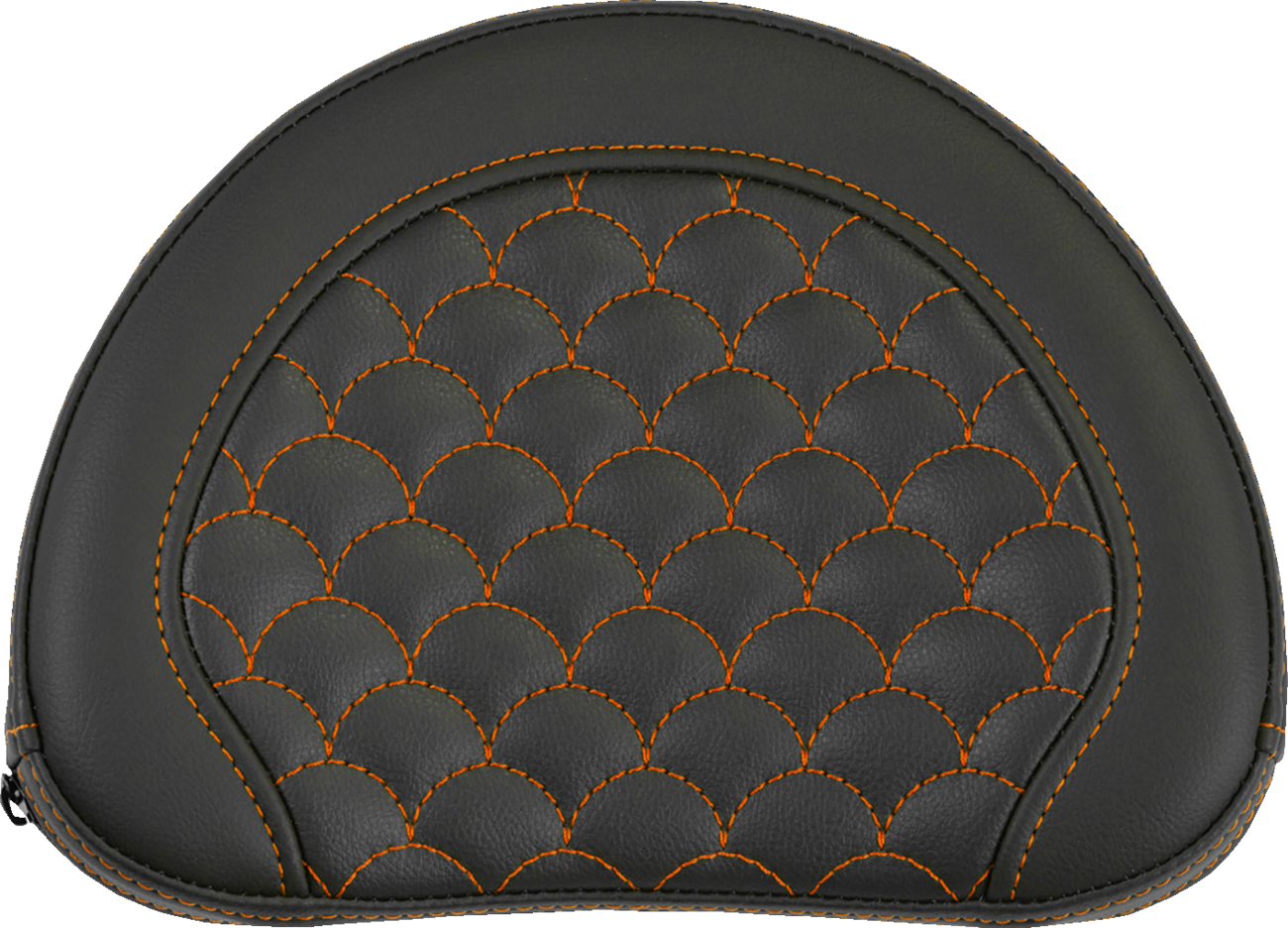 SADDLEMEN Contoured Sissy Bar Pad - Dragon Scale - Orange Stitch - 2" Thick