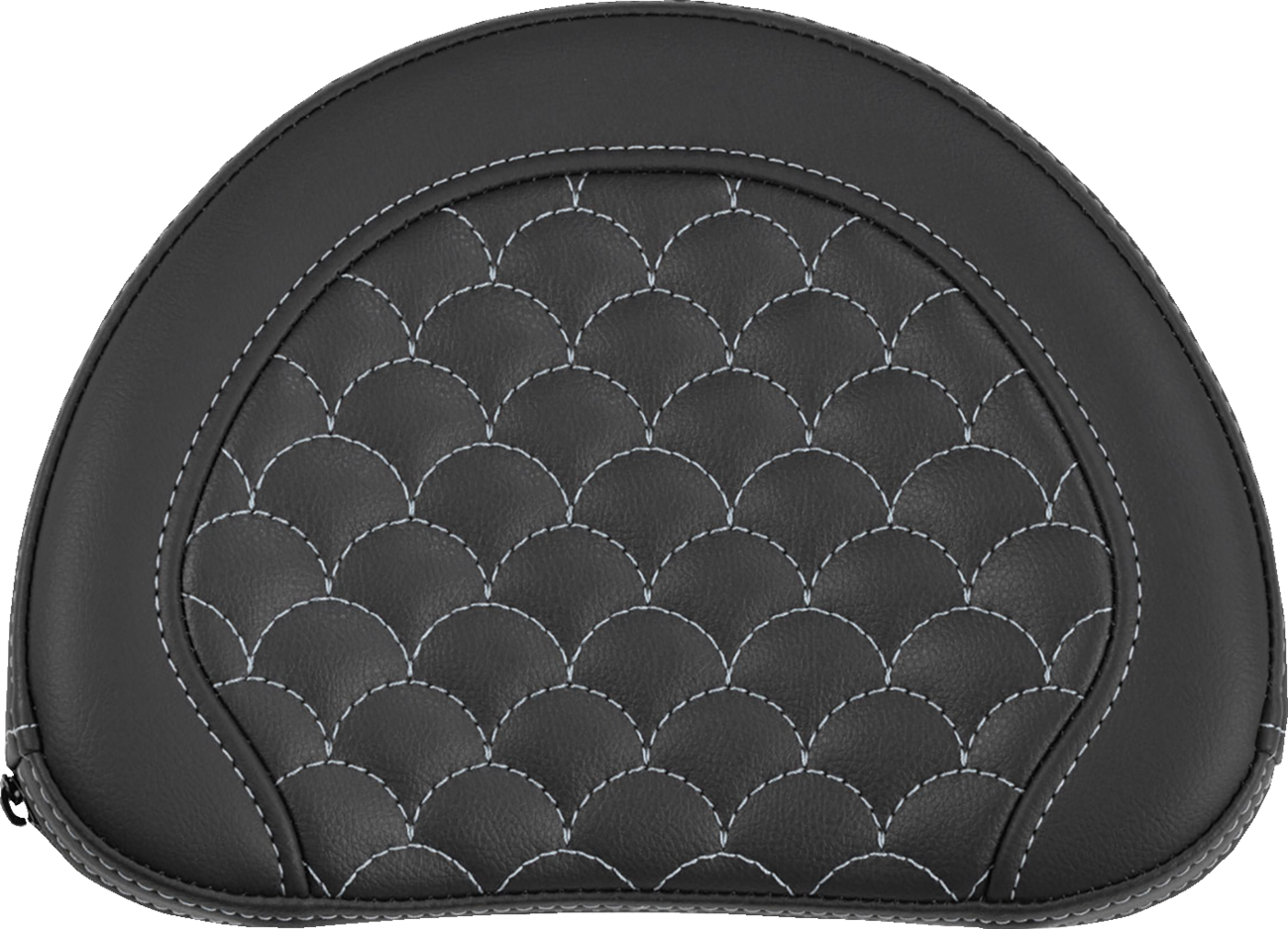 SADDLEMEN Contoured Sissy Bar Pad - Dragon Scale - Silver Stitch - 2" Thick