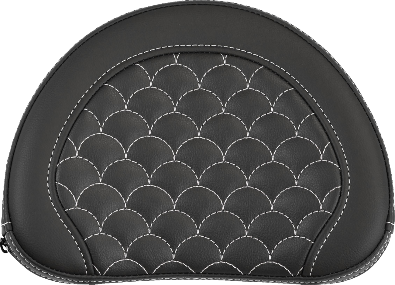 SADDLEMEN Contoured Sissy Bar Pad - Dragon Scale - White Stitch - 2" Thick