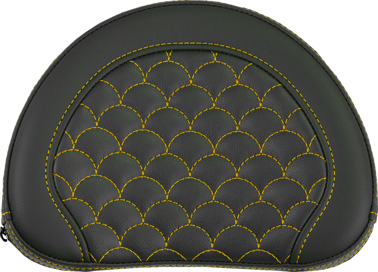 SADDLEMEN Contoured Sissy Bar Pad - Dragon Scale - Gold Stitch - 2" Thick