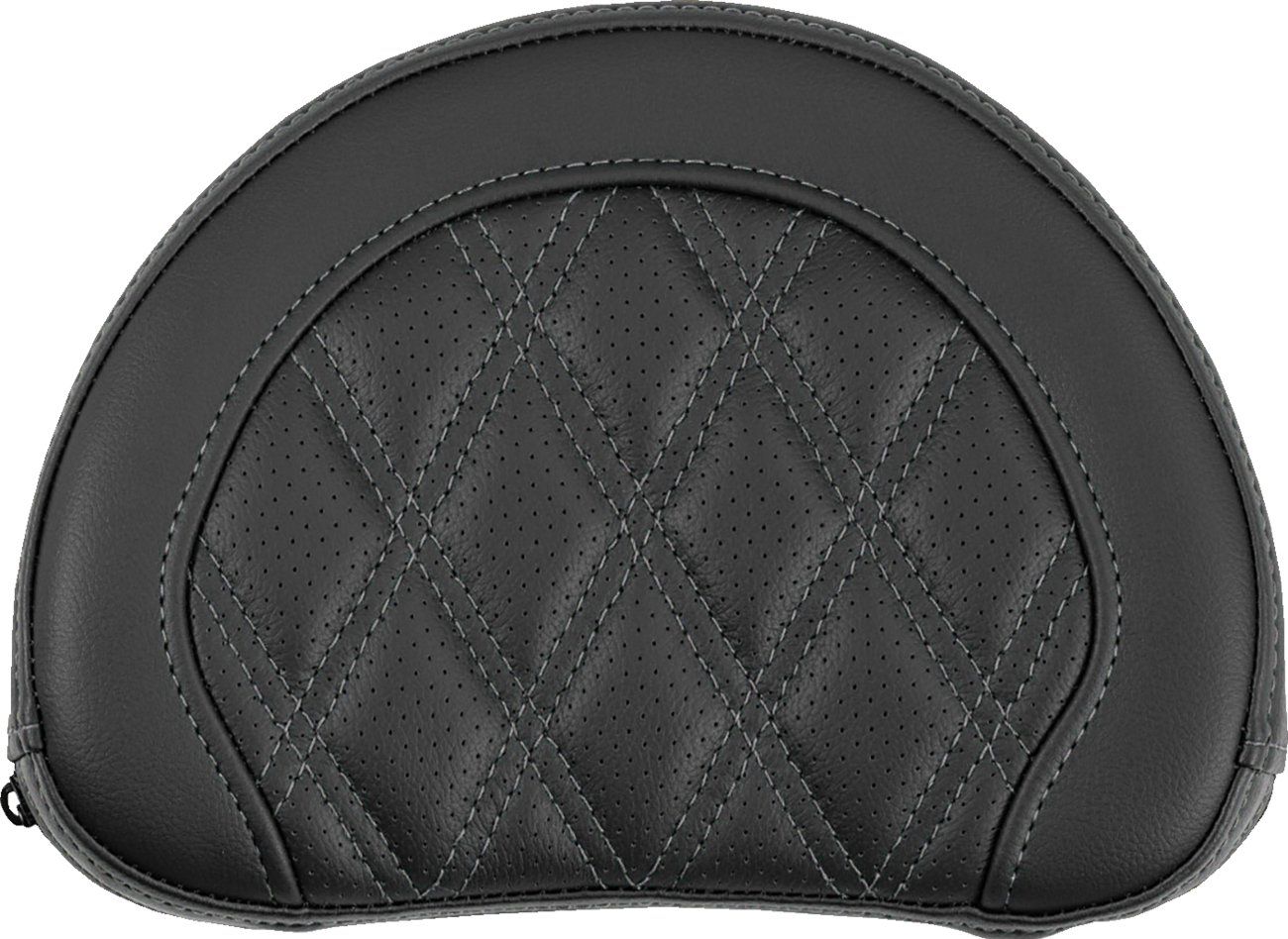 SADDLEMEN Contoured Sissy Bar Pad - Lattice Stitch - Gray Stitch - 2" Thick