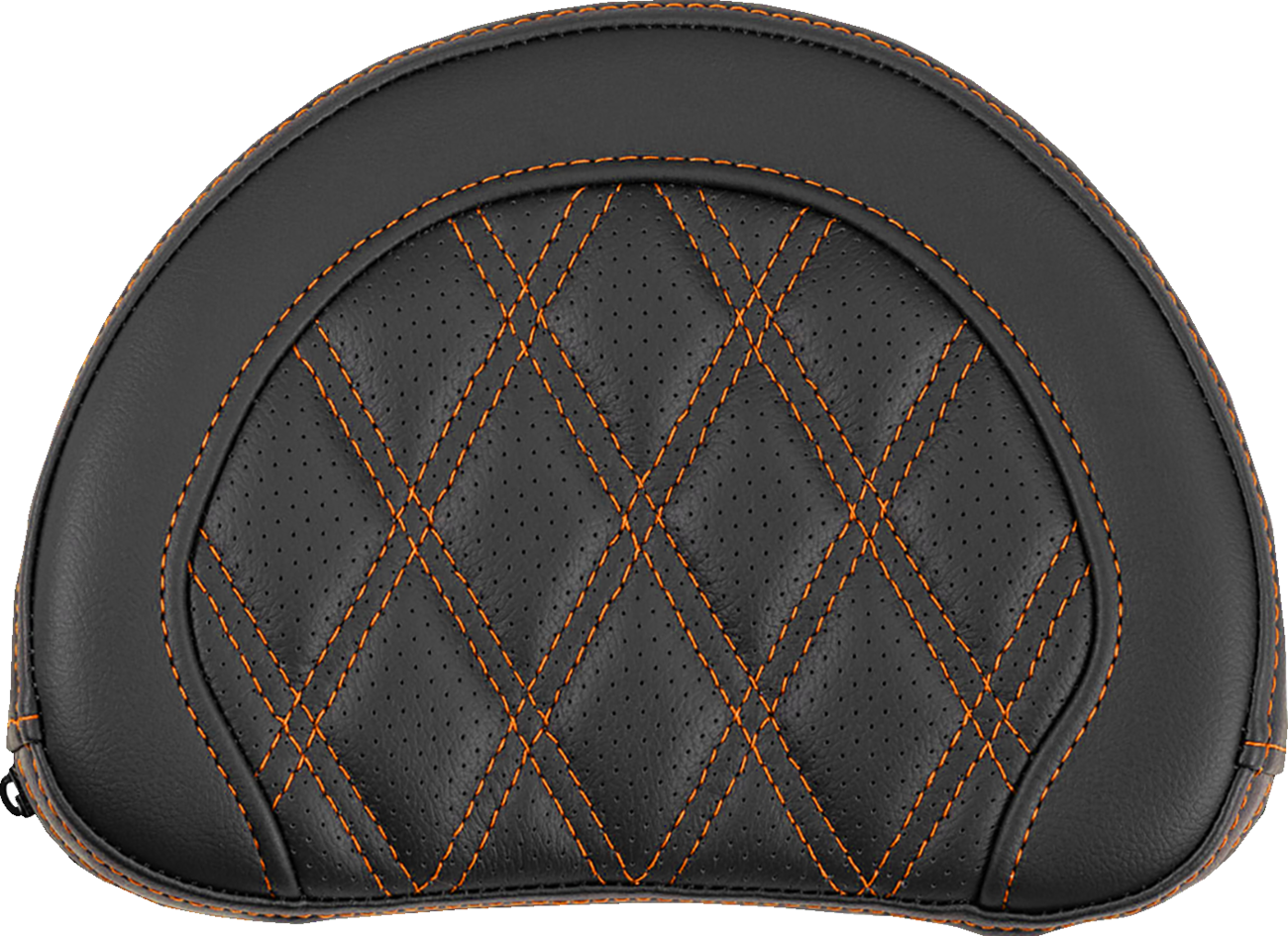 SADDLEMEN Contoured Sissy Bar Pad - Lattice Stitch - Orange Stitch - 2" Thick