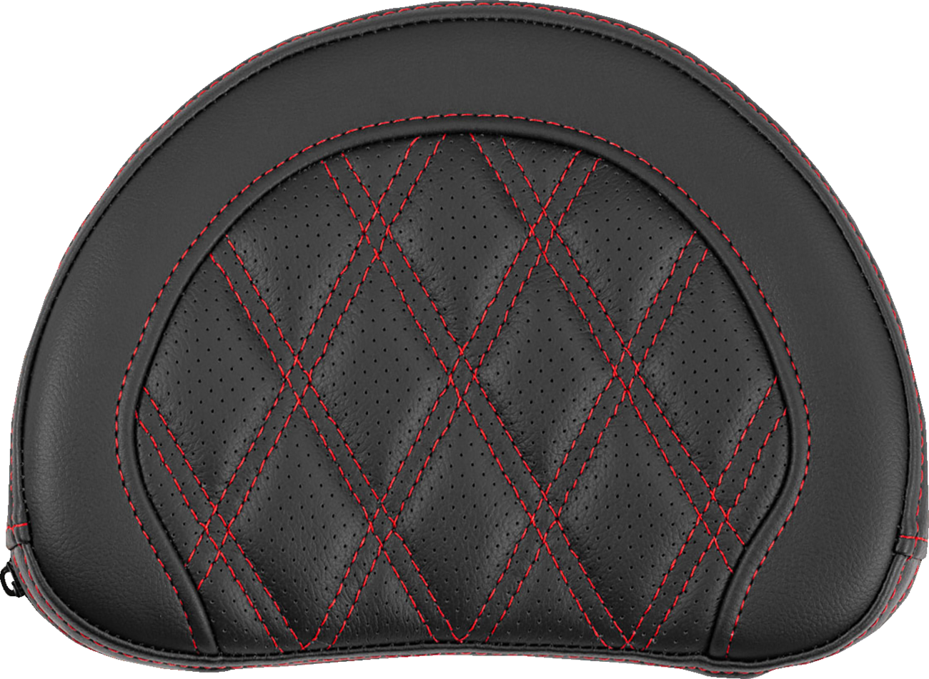 SADDLEMEN Contoured Sissy Bar Pad - Lattice Stitch - Red Stitch - 2" Thick