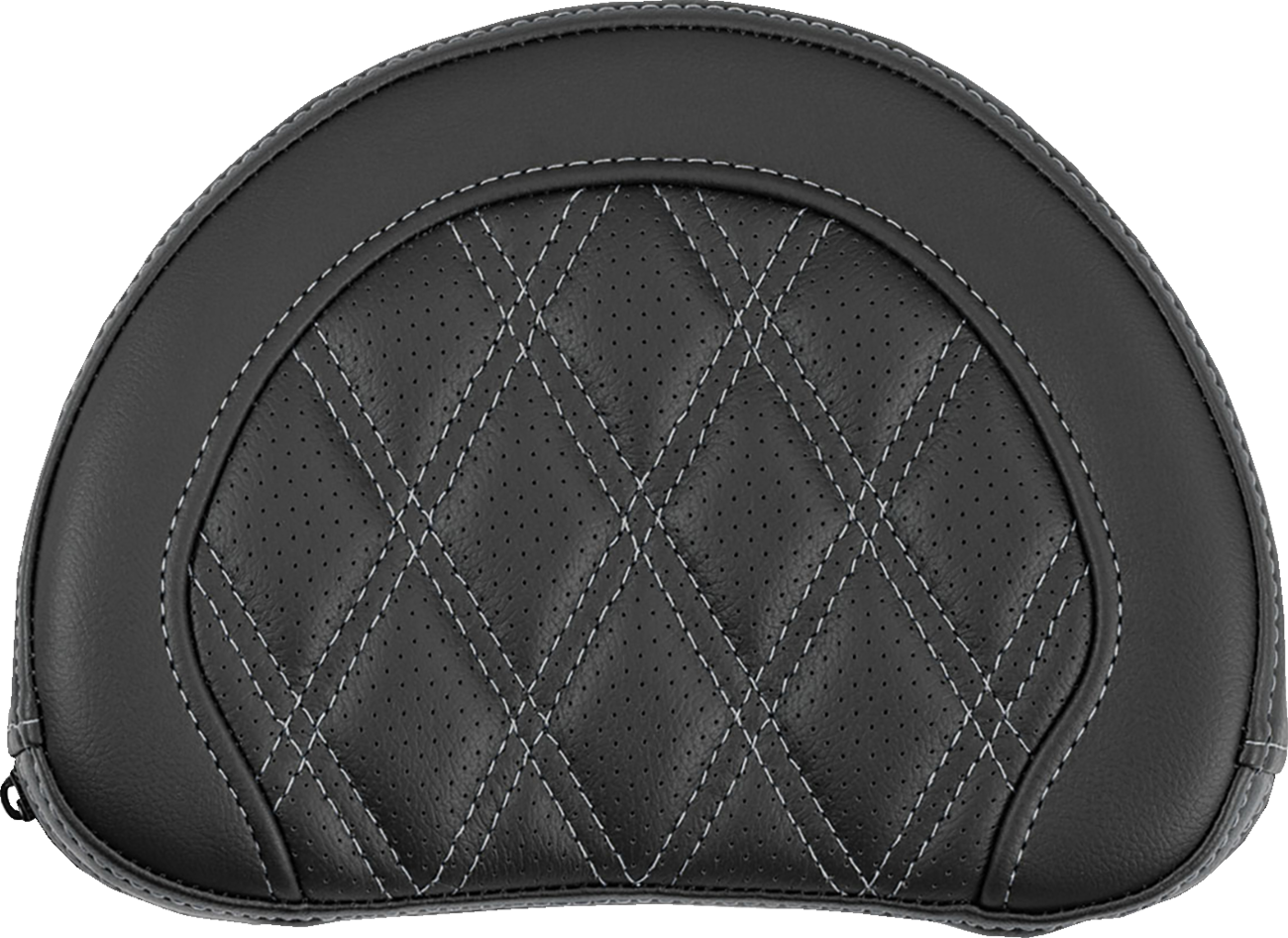 SADDLEMEN Contoured Sissy Bar Pad - Lattice Stitch - Silver Stitch - 2" Thick