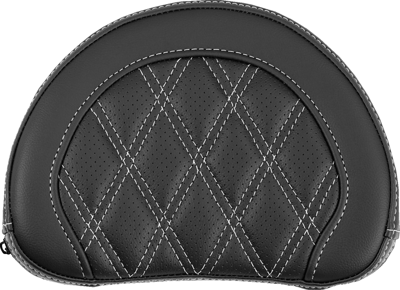SADDLEMEN Contoured Sissy Bar Pad - Lattice Stitch - White Stitch - 2" Thick