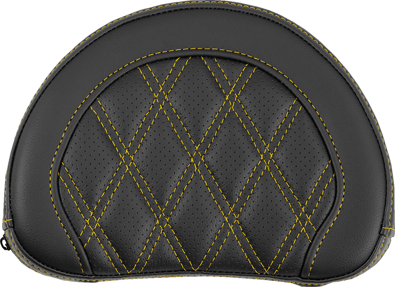 SADDLEMEN Contoured Sissy Bar Pad - Lattice Stitch - Gold Stitch - 2" Thick