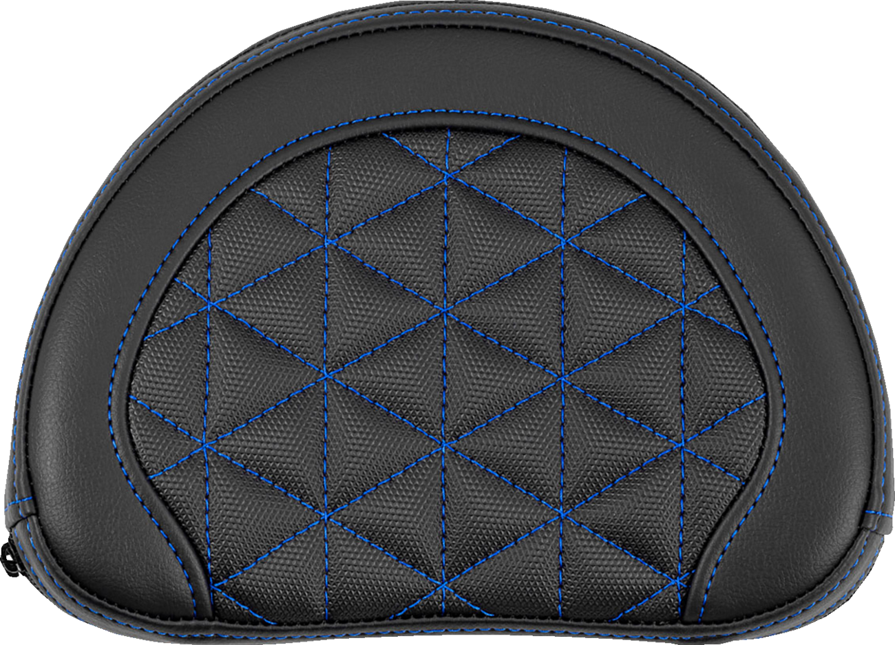 SADDLEMEN Contoured Sissy Bar Pad - Tri-Gripper - Blue Stitch - 2" Thick