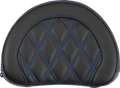 SADDLEMEN Contoured Sissy Bar Pad - Lattice Stitch - Blue Stitch - 2" Thick