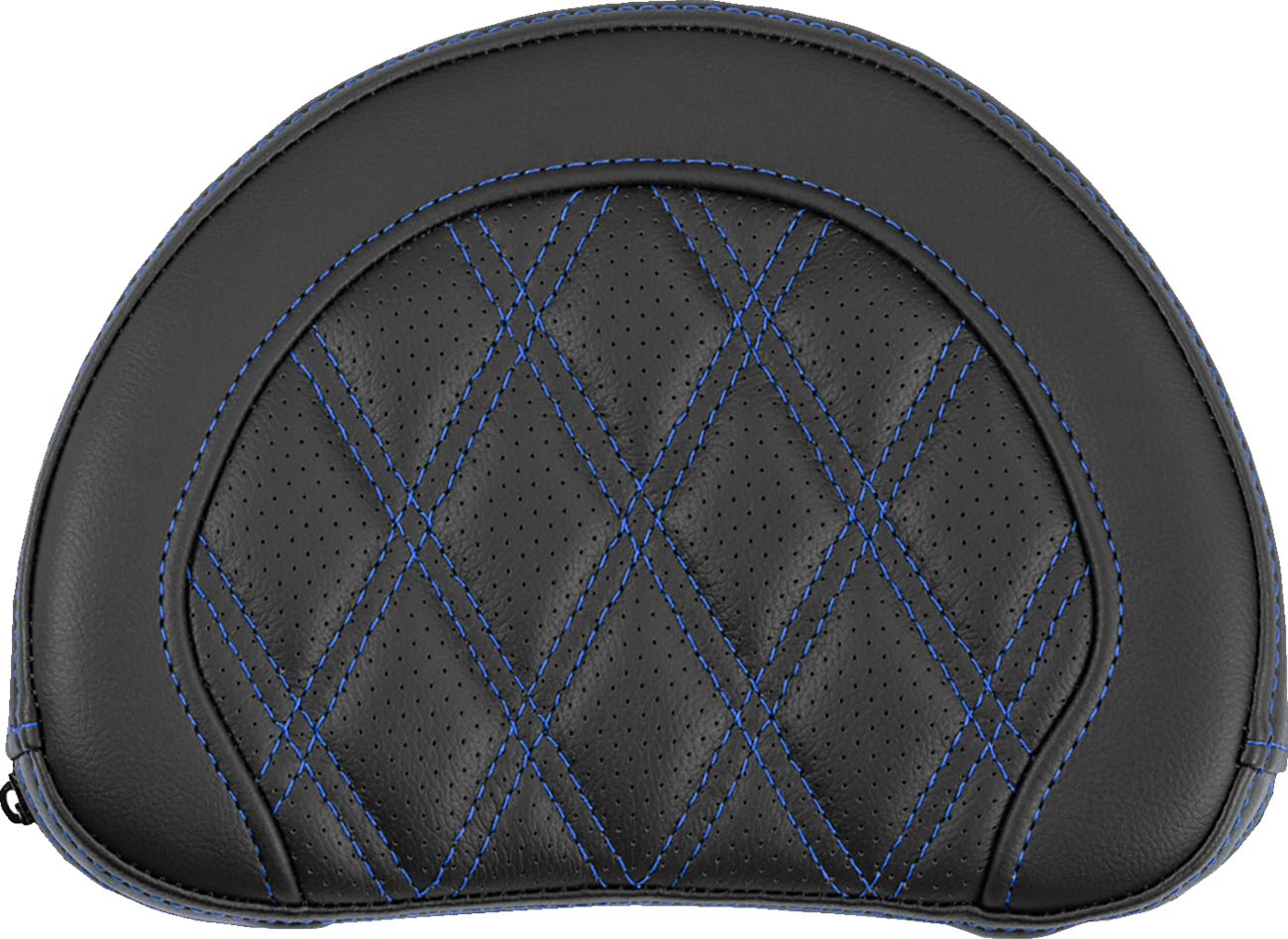 SADDLEMEN Contoured Sissy Bar Pad - Lattice Stitch - Blue Stitch - 2" Thick