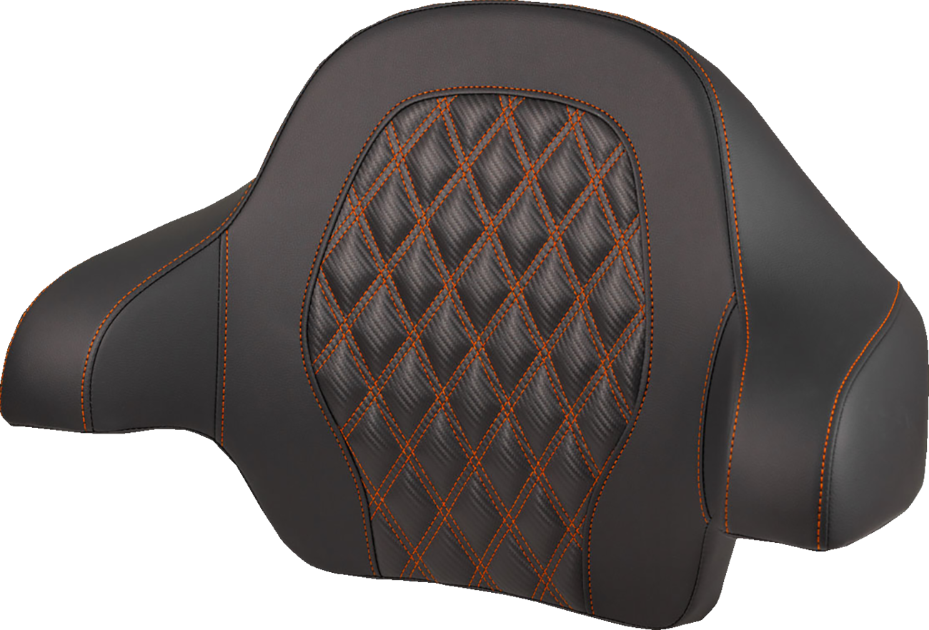 SADDLEMEN Tour-Pak® Backrest Pad - Lattice Stitch - Orange Stitch - FL '14-'25