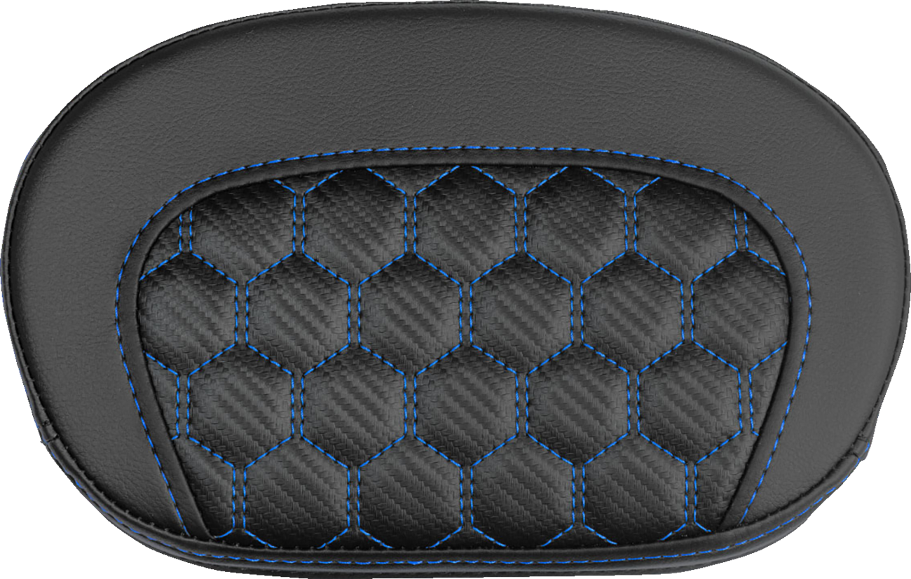 SADDLEMEN Mini Contour Sissy Bar Pad - Honeycomb - Blue Stitch