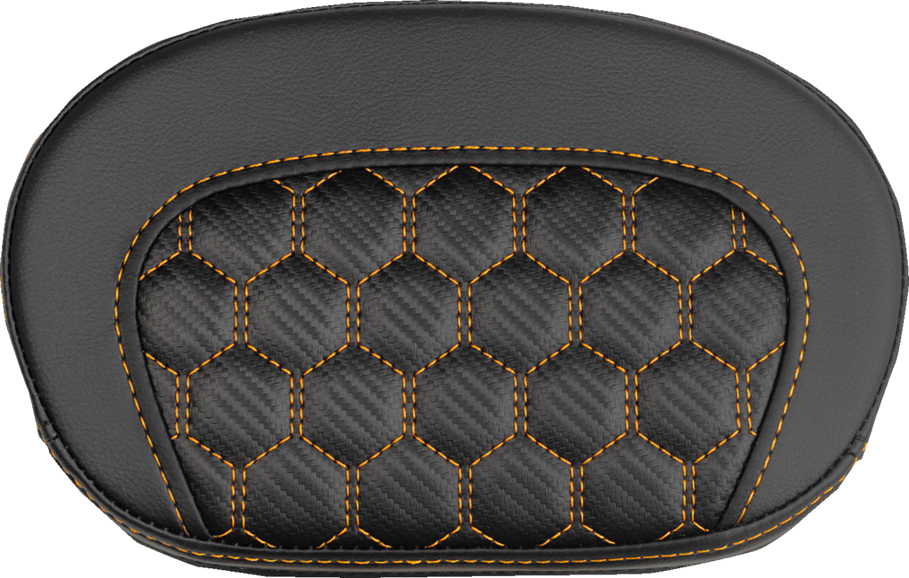 SADDLEMEN Mini Contour Sissy Bar Pad - Honeycomb - Orange Stitch