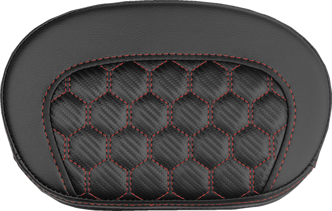 SADDLEMEN Mini Contour Sissy Bar Pad - Honeycomb - Red Stitch