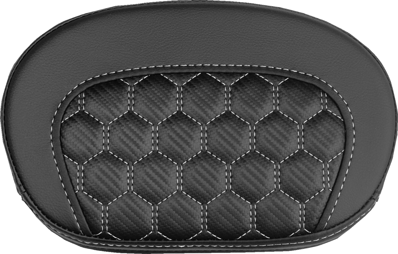 SADDLEMEN Mini Contour Sissy Bar Pad - Honeycomb - White Stitch