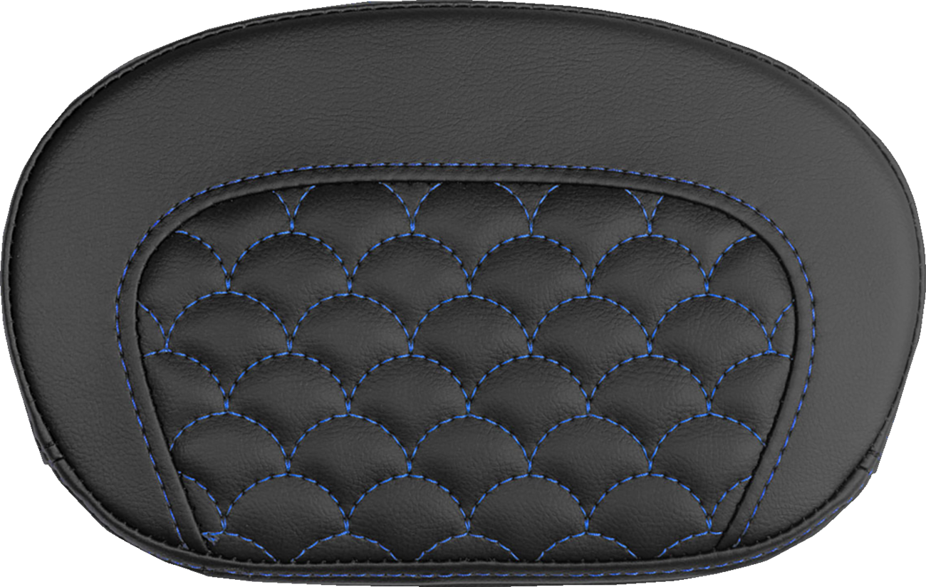 SADDLEMEN Mini Contour Sissy Bar Pad - Dragon Scale - Blue Stitch