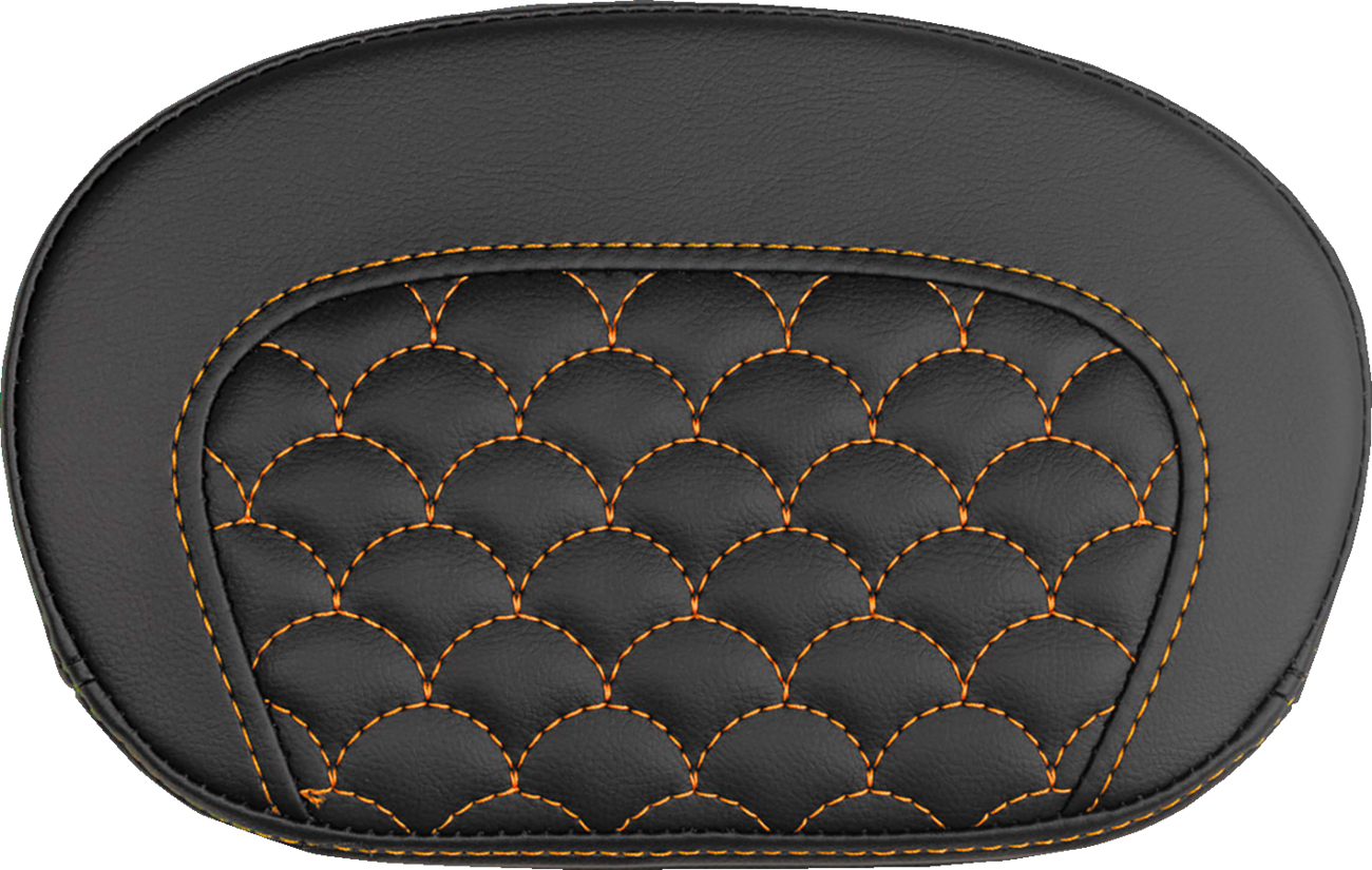 SADDLEMEN Mini Contour Sissy Bar Pad - Dragon Scale - Orange Stitch
