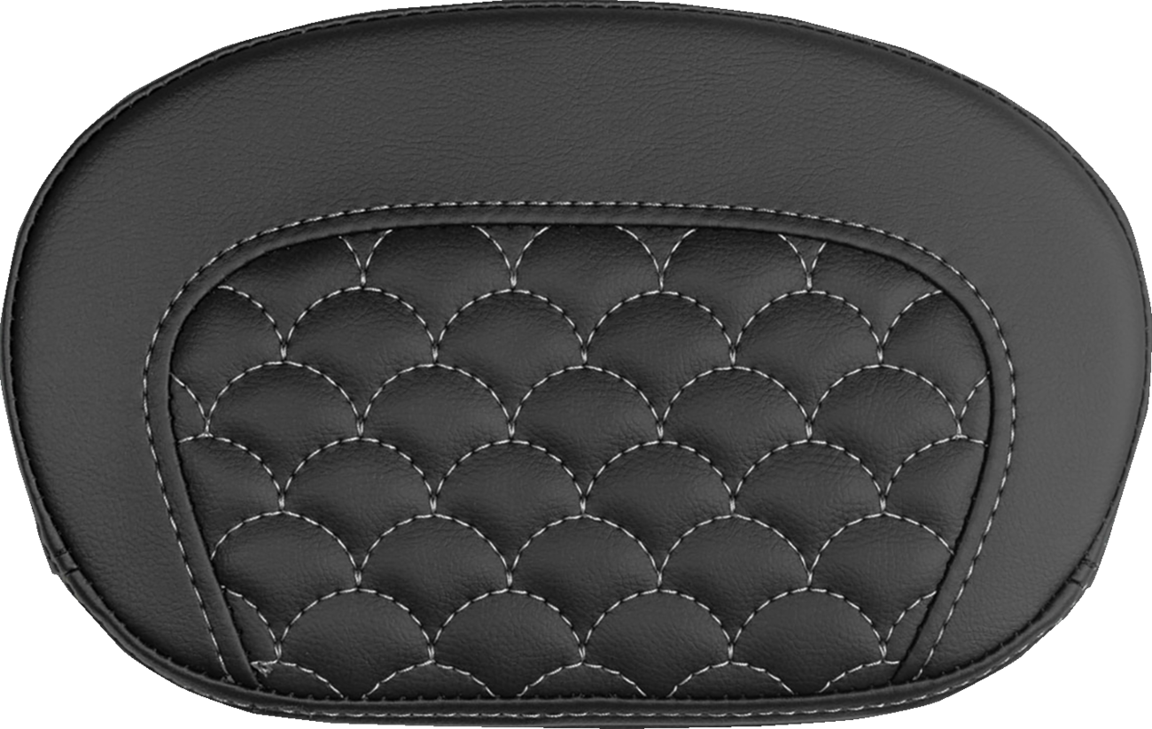 SADDLEMEN Mini Contour Sissy Bar Pad - Dragon Scale - Silver Stitch