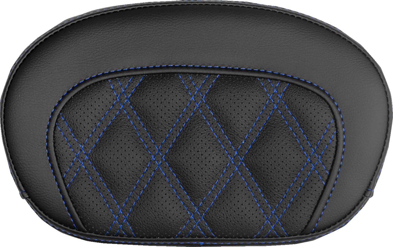SADDLEMEN Mini Contour Sissy Bar Pad - Lattice Stitch - Blue Stitch