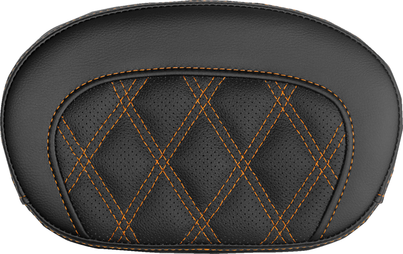 SADDLEMEN Mini Contour Sissy Bar Pad - Lattice Stitch - Orange Stitch