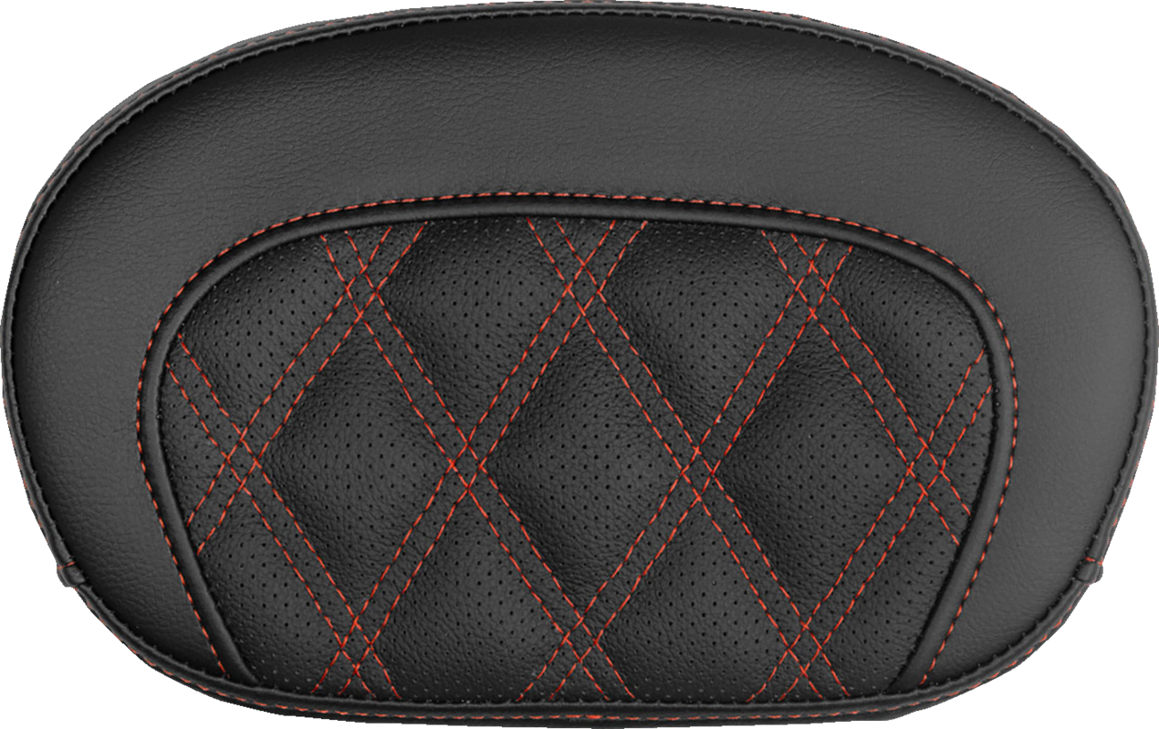 SADDLEMEN Mini Contour Sissy Bar Pad - Lattice Stitch - Red Stitch