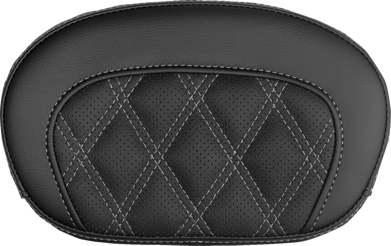 SADDLEMEN Mini Contour Sissy Bar Pad - Lattice Stitch - Silver Stitch