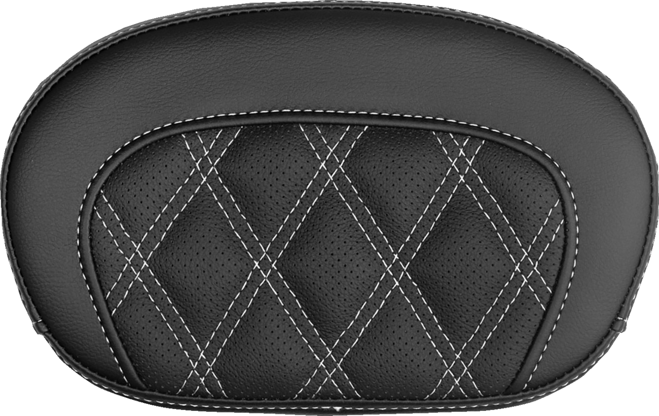 SADDLEMEN Mini Contour Sissy Bar Pad - Lattice Stitch - White Stitch