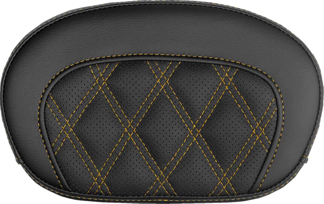 SADDLEMEN Mini Contour Sissy Bar Pad - Lattice Stitch - Gold Stitch