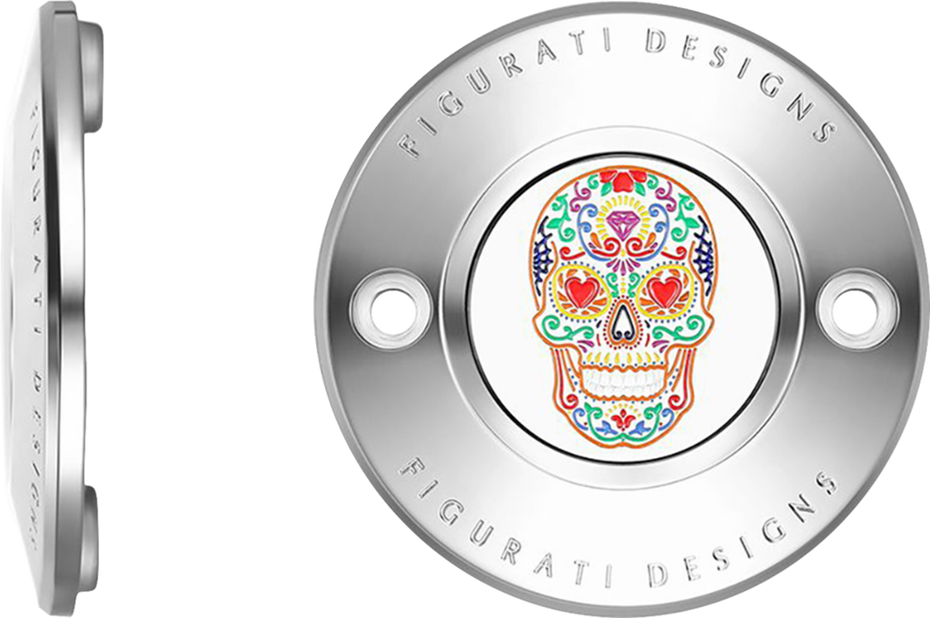 Figurati Designs Cover Timing 2H Sugar Skull Polished - Stainless Steel
