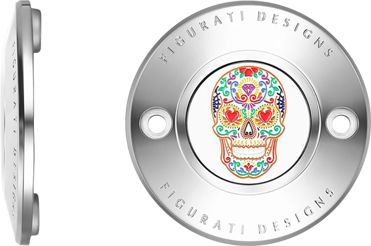 Figurati Designs Cover Timing 2H Sugar Skull Polished - Stainless Steel