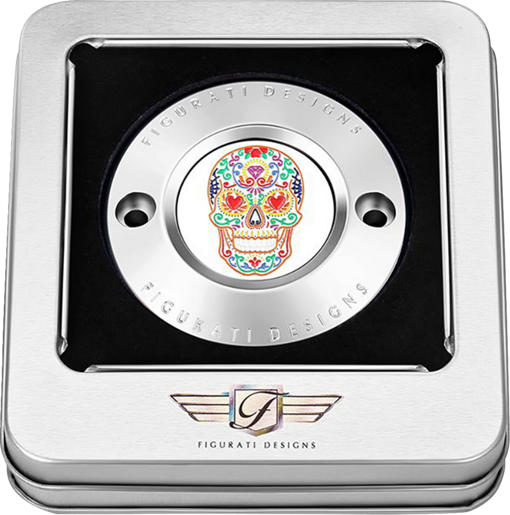 Figurati Designs Cover Timing 2H Sugar Skull Polished - Stainless Steel