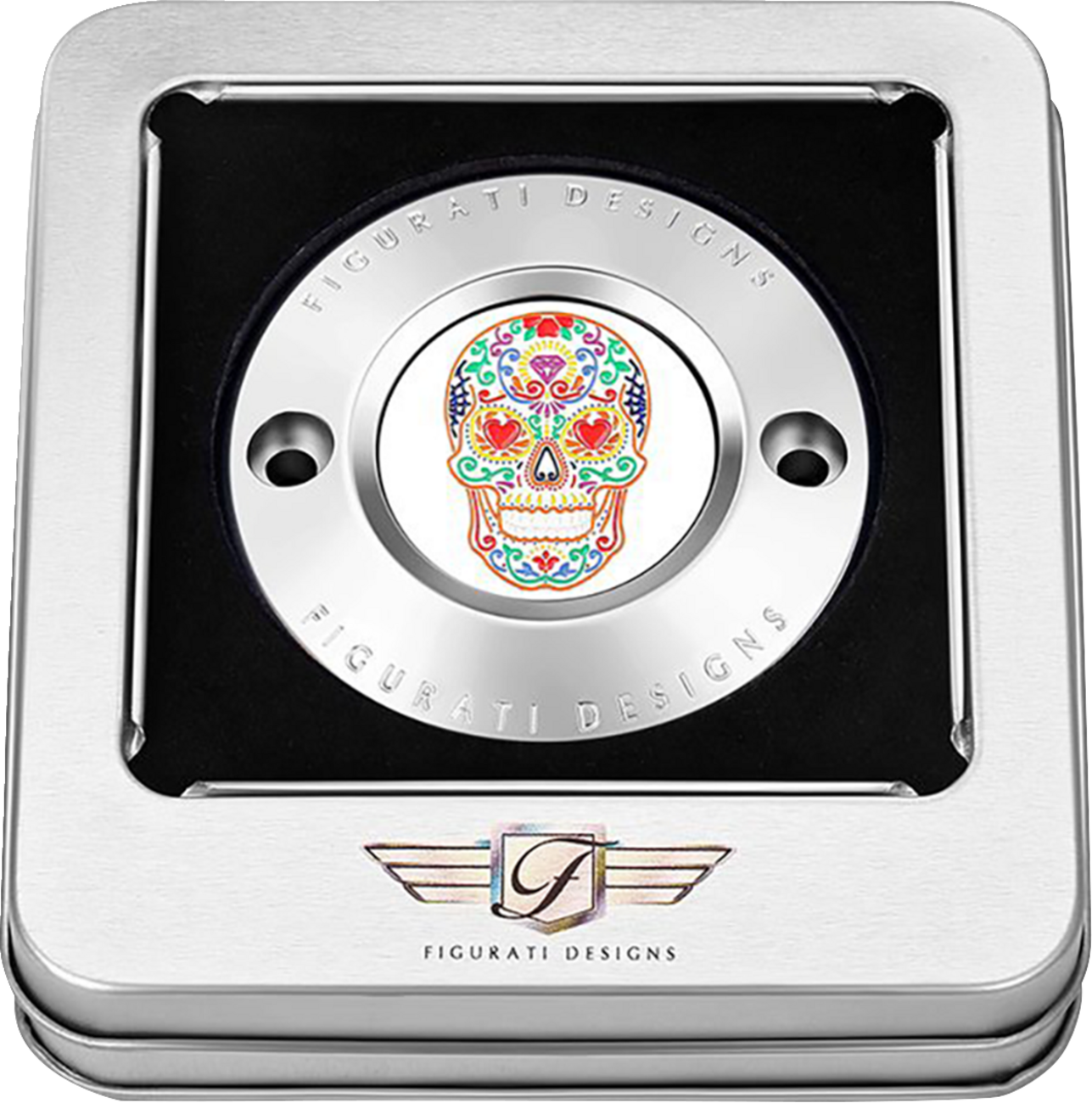 Figurati Designs Cover Timing 2H Sugar Skull Polished - Stainless Steel