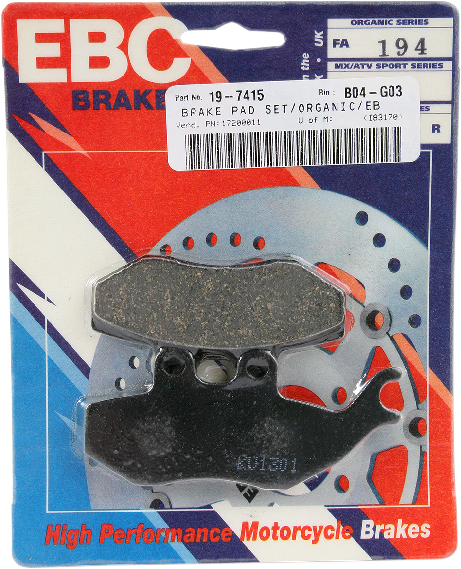 EBC Brake Pad Organic FA194
